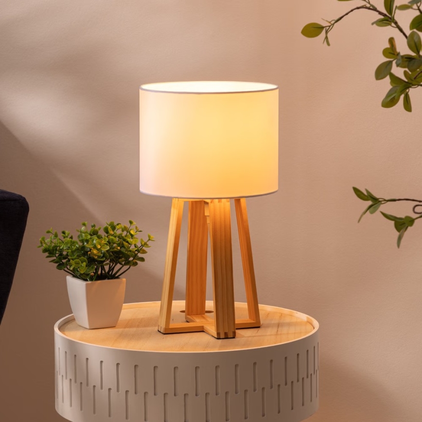 Atmosphera - Stolná lampa MOLU 1xE27/25W/230V borovica/biela