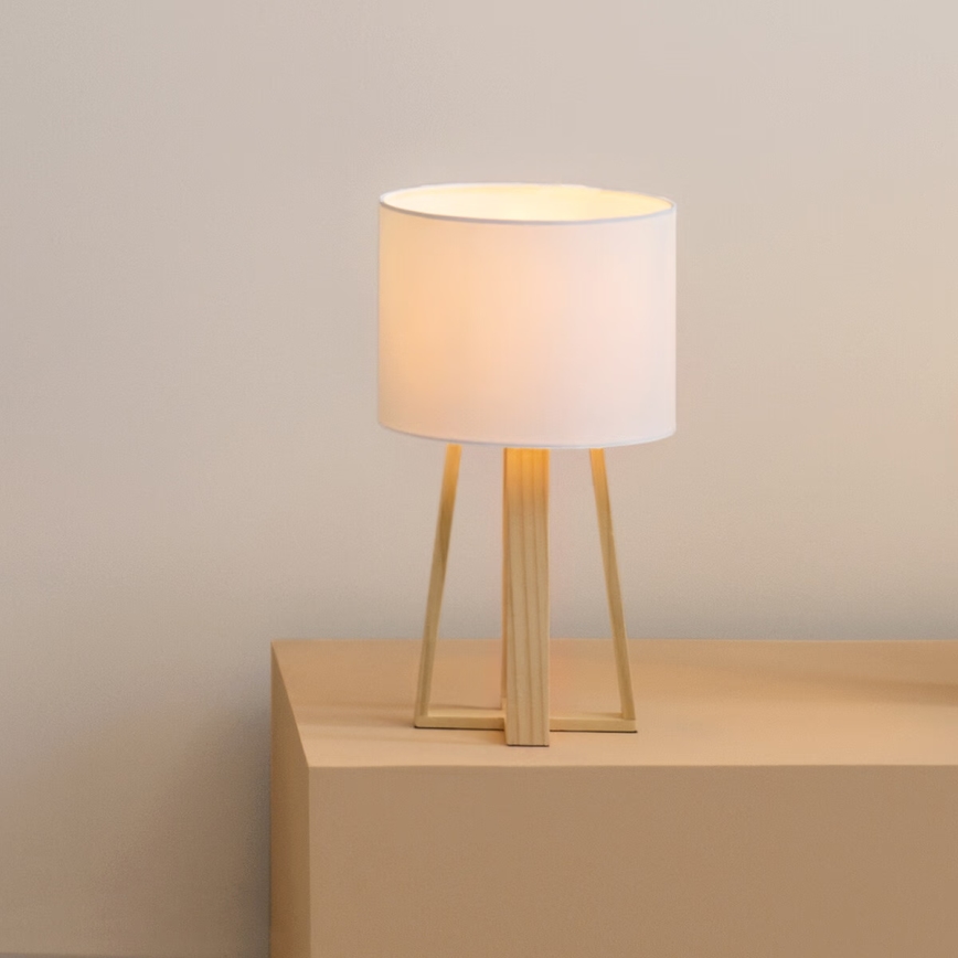 Atmosphera - Stolná lampa MOLU 1xE27/25W/230V borovica/biela