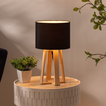 Atmosphera - Stolná lampa MOLU 1xE27/25W/230V borovica/čierna