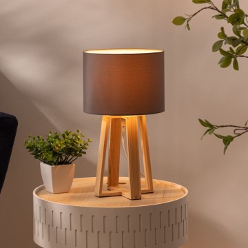 Atmosphera - Stolná lampa MOLU 1xE27/25W/230V borovica/šedá