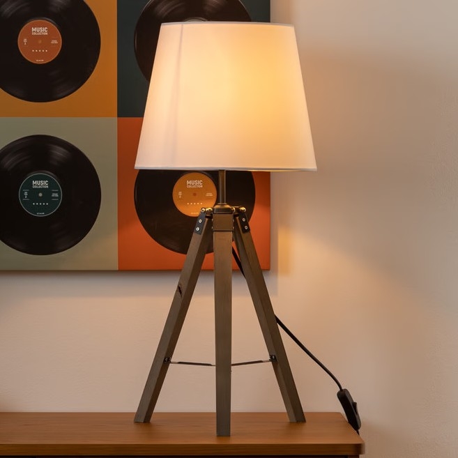 Atmosphera - Stolná lampa RUNO 1xE27/25W/230V drevo/biela