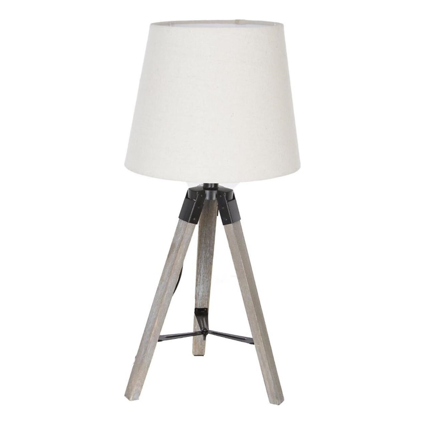 Atmosphera - Stolná lampa RUNO 1xE27/25W/230V drevo/biela