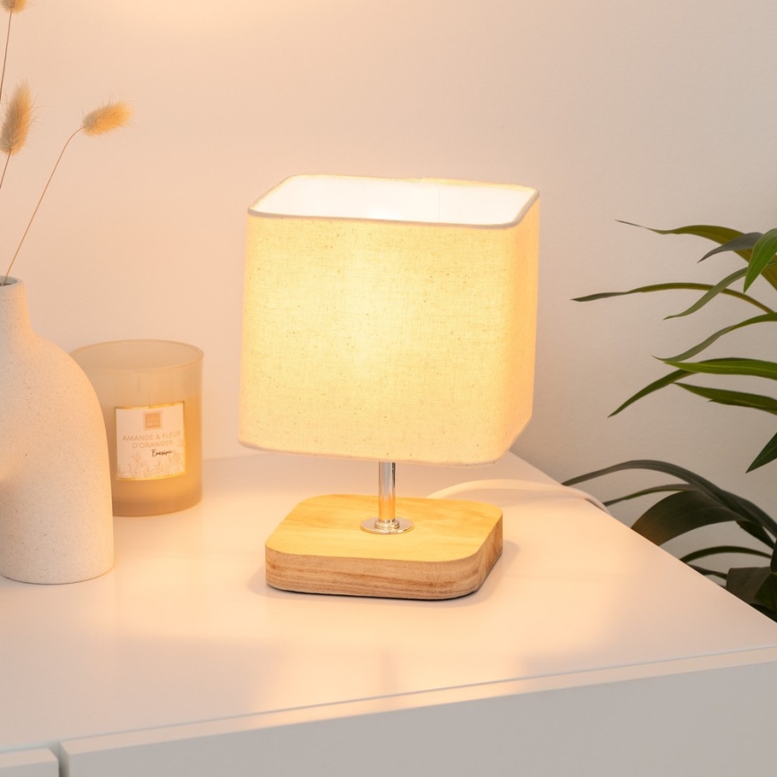 Atmosphera - Stolná lampa TOXEY 1xE14/25W/230V borovica/béžová