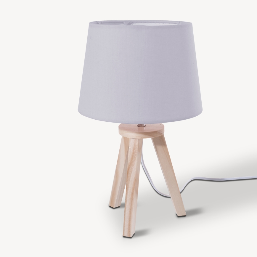 Atmosphera - Stolná lampa TRIPOD 1xE14/40W/230V borovica/sivá
