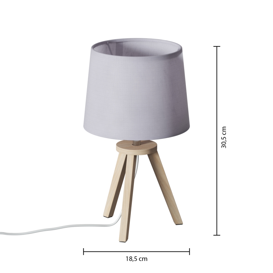 Atmosphera - Stolná lampa TRIPOD 1xE14/40W/230V borovica/sivá