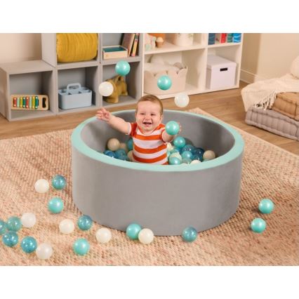 B-Toys - Detský suchý bazén s loptičkami pr. 89 cm šedá/tyrkysová