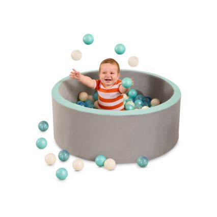 B-Toys - Detský suchý bazén s loptičkami pr. 89 cm šedá/tyrkysová
