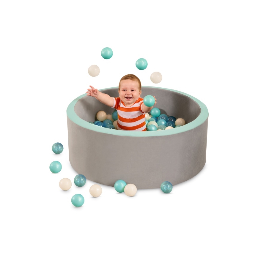 B-Toys - Detský suchý bazén s loptičkami pr. 89 cm šedá/tyrkysová