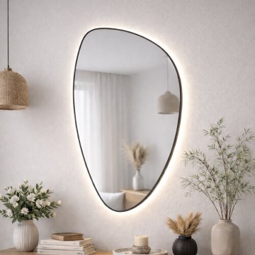 Baltica Design - LED Kúpeľňové nástenné zrkadlo s podsvietením STONE FLUID LED/15W/230V 4500K 92x55 cm IP65 čierna