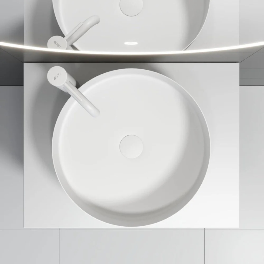 BATH DELUXE 06-040-16-01-00 - Umývadlo na dosku LJORDAL pr. 40 cm nerezová oceľ/matná biela