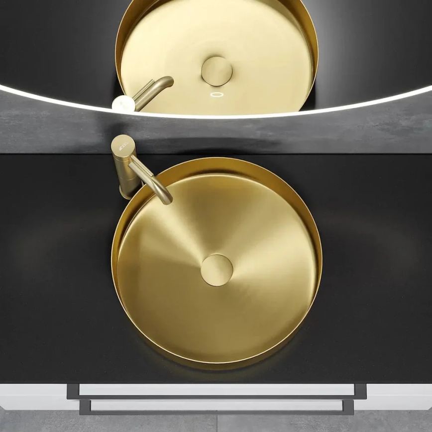 BATH DELUXE 06-040-16-70-00 - Umývadlo na dosku LJORDAL priemer 40 cm nerezová oceľ/kartáčovaná mosadz