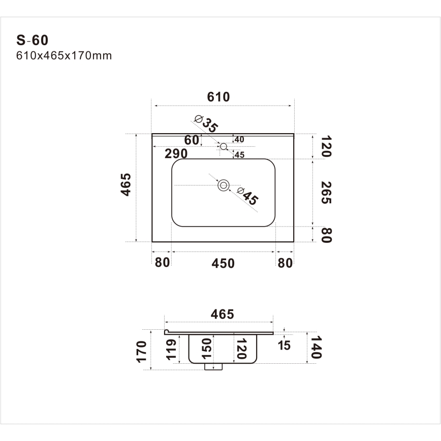 BATH DELUXE 06-060-27-11-00 - Zapustené umývadlo LILLESNAD 61x46 cm keramika/biela
