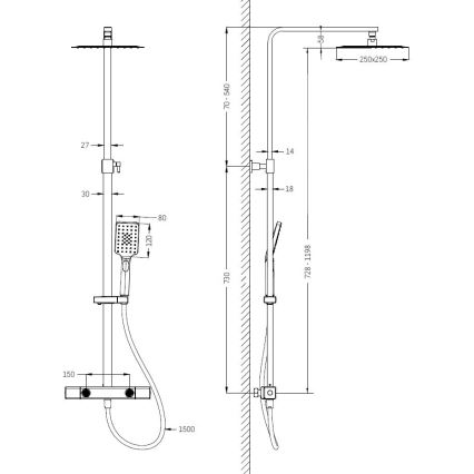 BATH DELUXE 31-120-06-02-00 - Sprchová súprava s termostatickou batériou NAESBY matná čierna