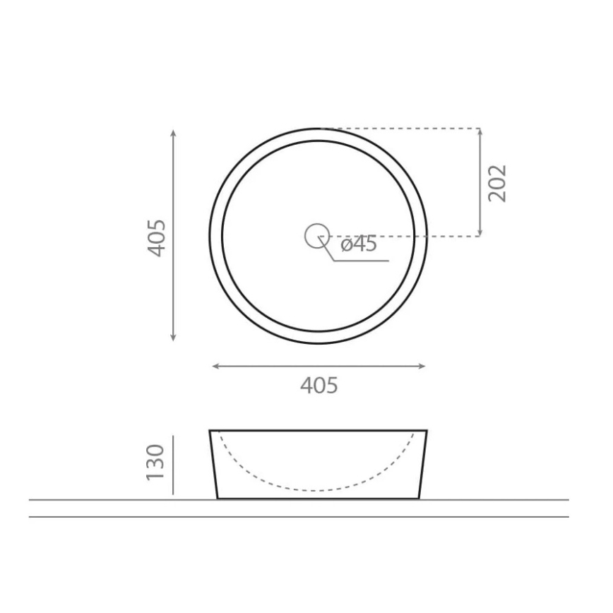 Bathco 00308 - Umývadlo na dosku DUAL pr. 40,5 cm kameň/sivá