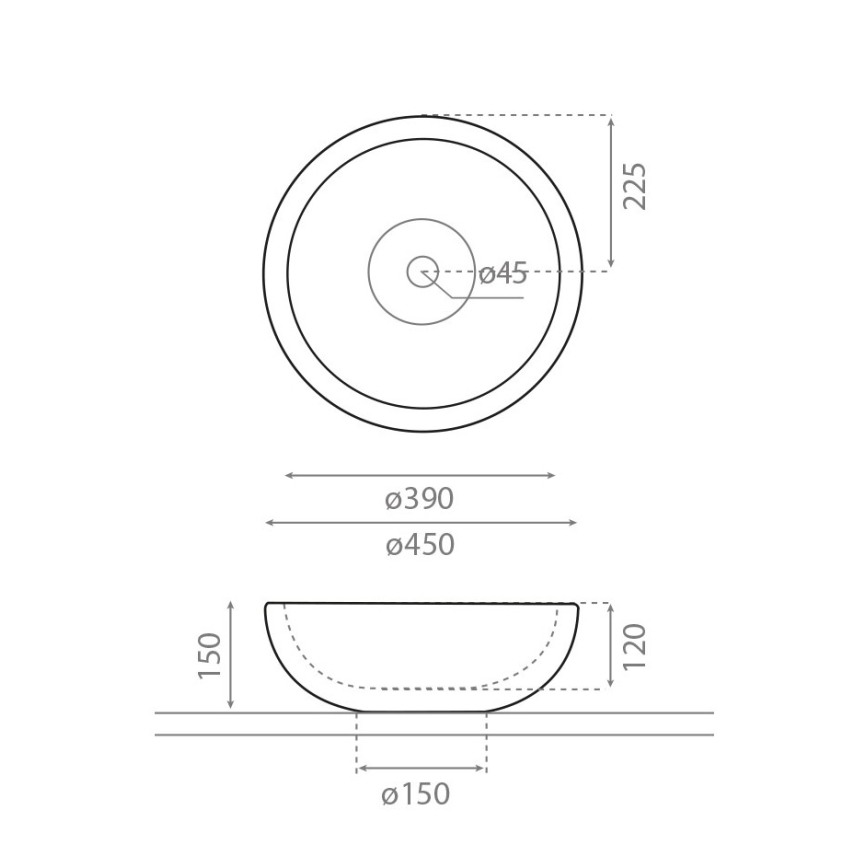 Bathco 00317 - Umývadlo na dosku PUKET Ø 45 cm kameň/sivá