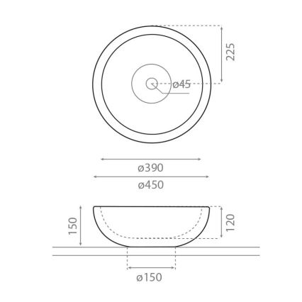 Bathco 00318 - Umývadlo na dosku PUKET Ø 45 cm kameň/béžová