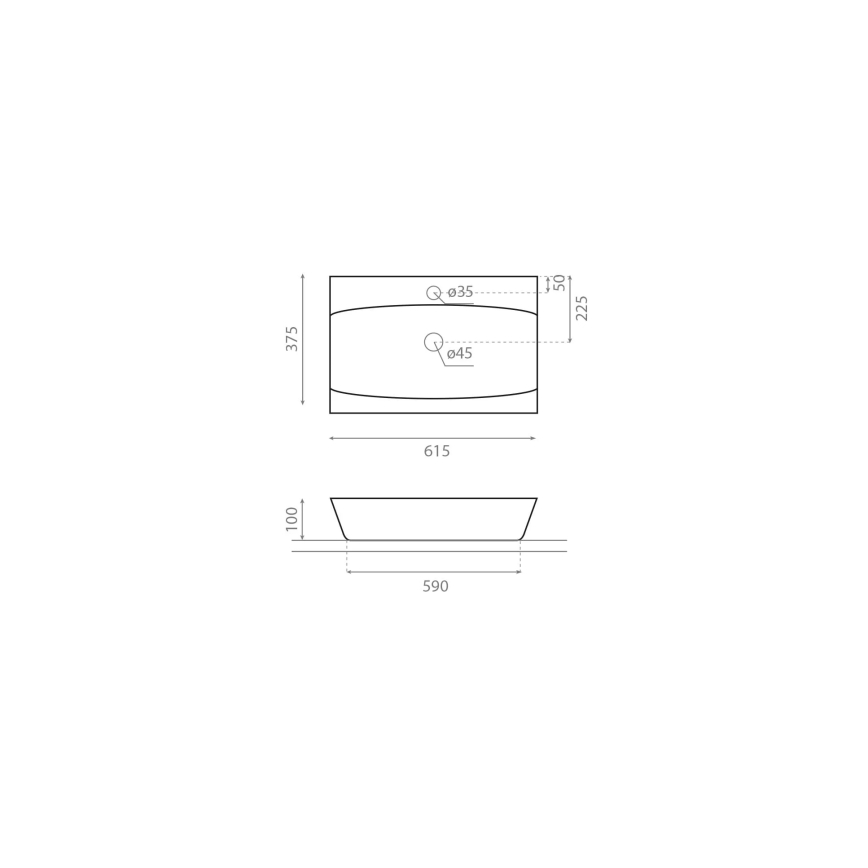 Bathco 0041 - Umývadlo na dosku SARDINERO 61,5x37,5 cm porcelán/biela