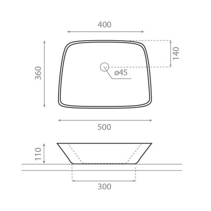 Bathco 0091 - Umývadlo na dosku ANABEL 50x36 cm porcelán/biela