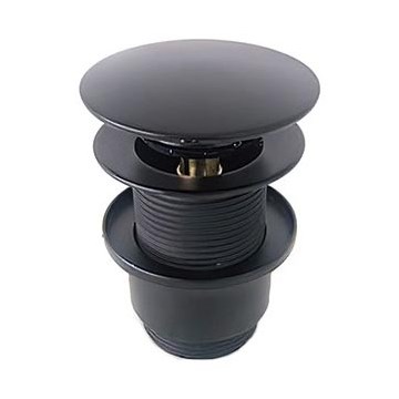 Bathco 0212NE - výpusť umývadla CLICK-CLACK bez prepadového otvoru, priemer 6 cm, matná čierna