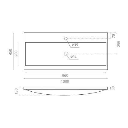 Bathco 0506 - Zapustené umývadlo MANHATTAN 100x45 cm živica/biela