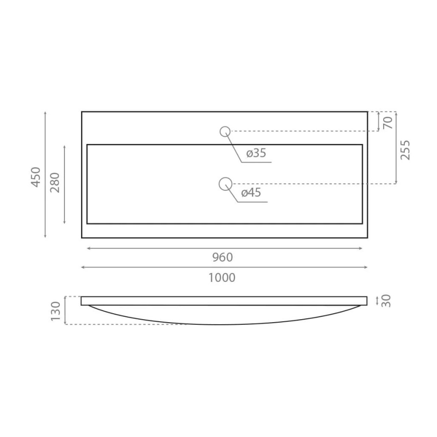 Bathco 0506 - Zapustené umývadlo MANHATTAN 100x45 cm živica/biela