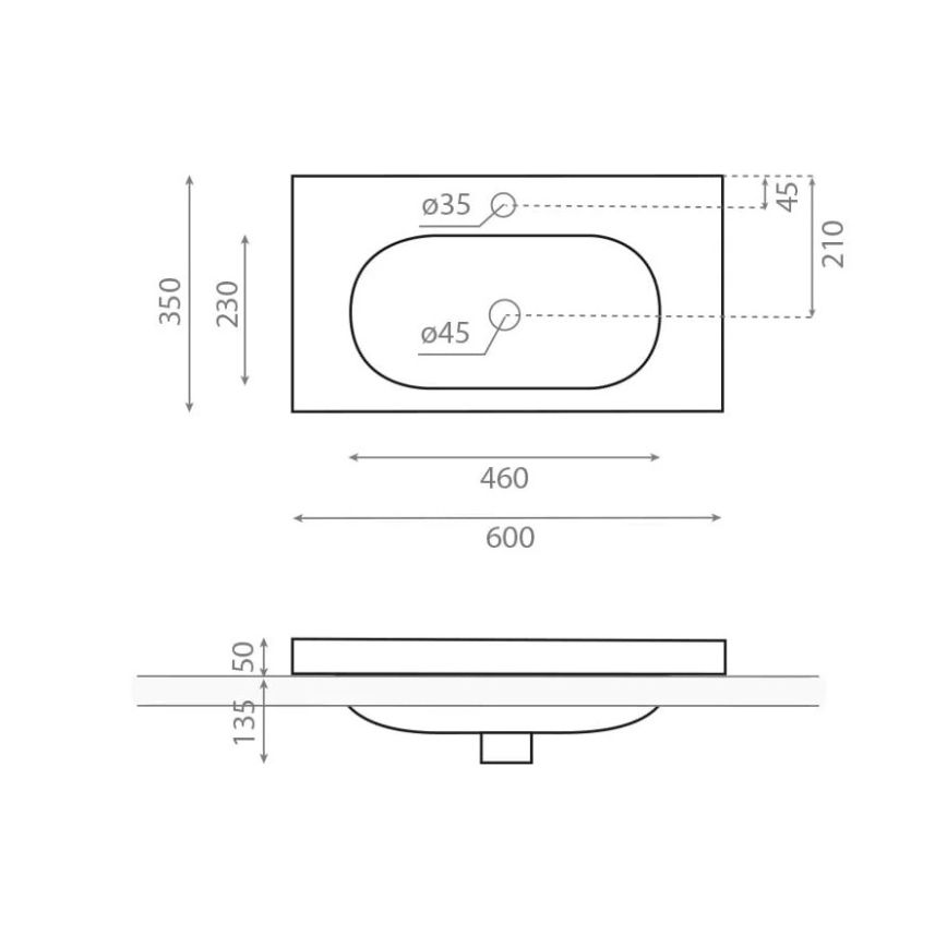 Bathco 0516 - Zapustené umývadlo ICE 60x35 cm živica/biela