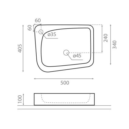 Bathco 4001 - Umývadlo na dosku ARAGON 50 x 40,5 cm porcelán/biela