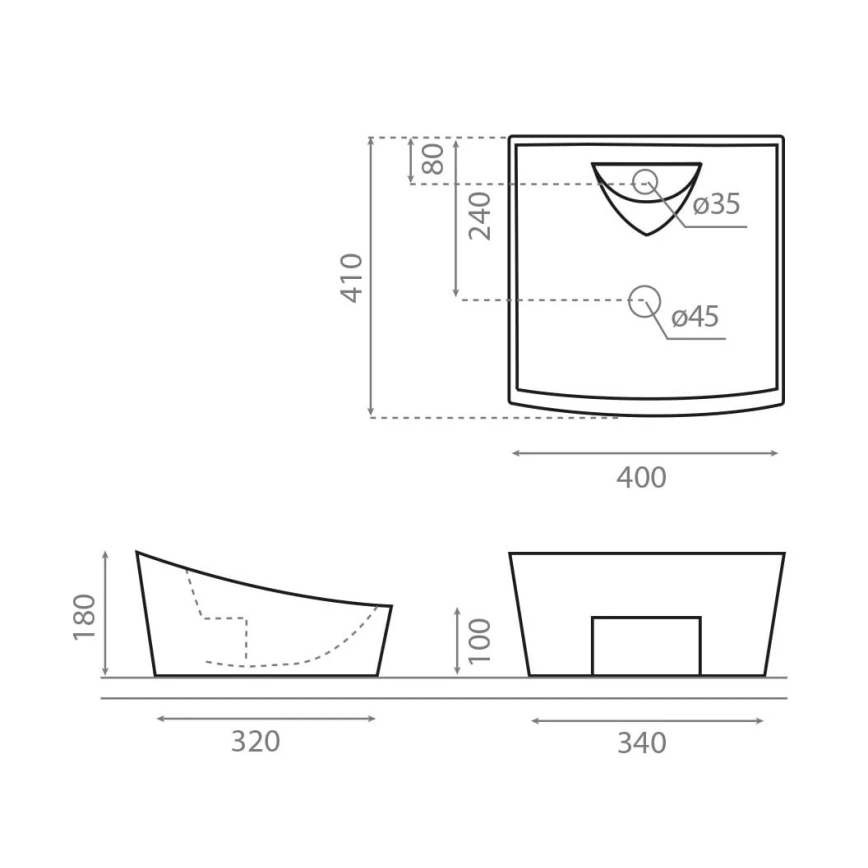 Bathco 4002 - Umývadlo na dosku SORIA 40x41 cm porcelán/biela
