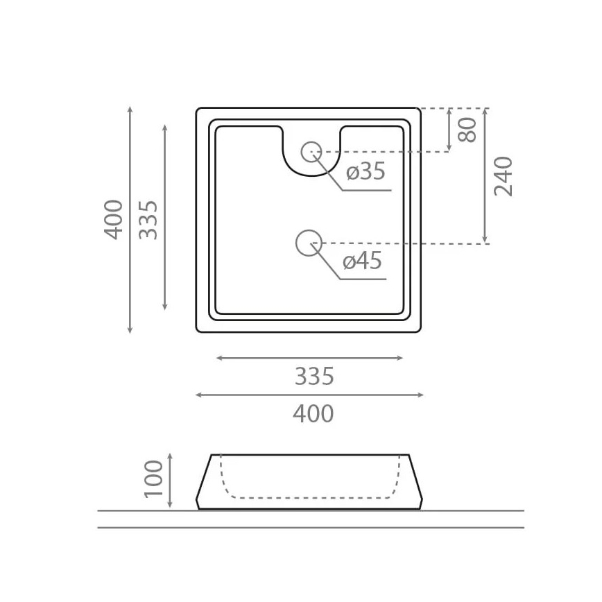 Bathco 4003 - Umývadlo na dosku GALICIA 40x40 cm porcelán/biela