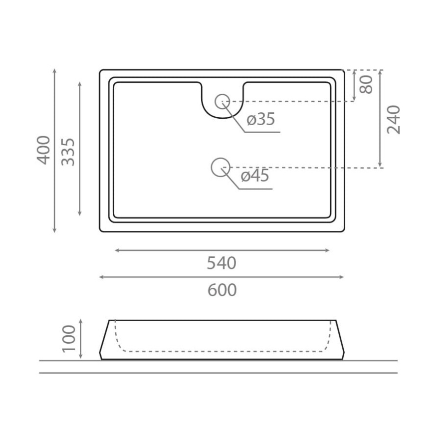 Bathco 4004 - Umývadlo na dosku GALICIA 60x40 cm porcelán/biela