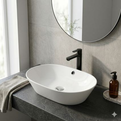Bathco 4038 - Umývadlo na dosku TOULOUSE 59x42 cm porcelán/biela
