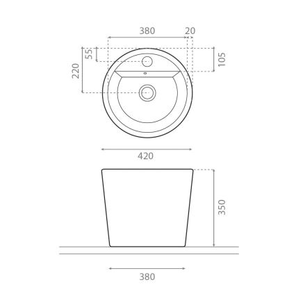 Bathco 4057 - Umývadlo na dosku FLORENCIA pr. 42 cm porcelán/biela