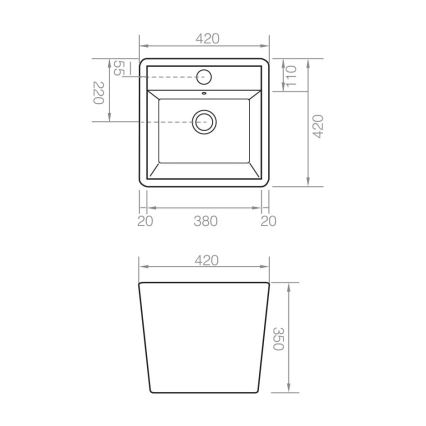 Bathco 4059 - Umývadlo na dosku GENOVA 42x42 cm porcelán/biela