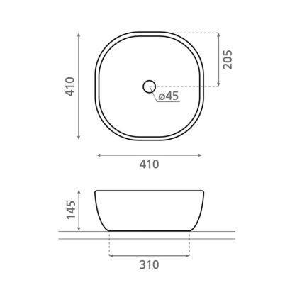 Bathco 4071 - Umývadlo na dosku OLEA 41x41 cm porcelán/biela