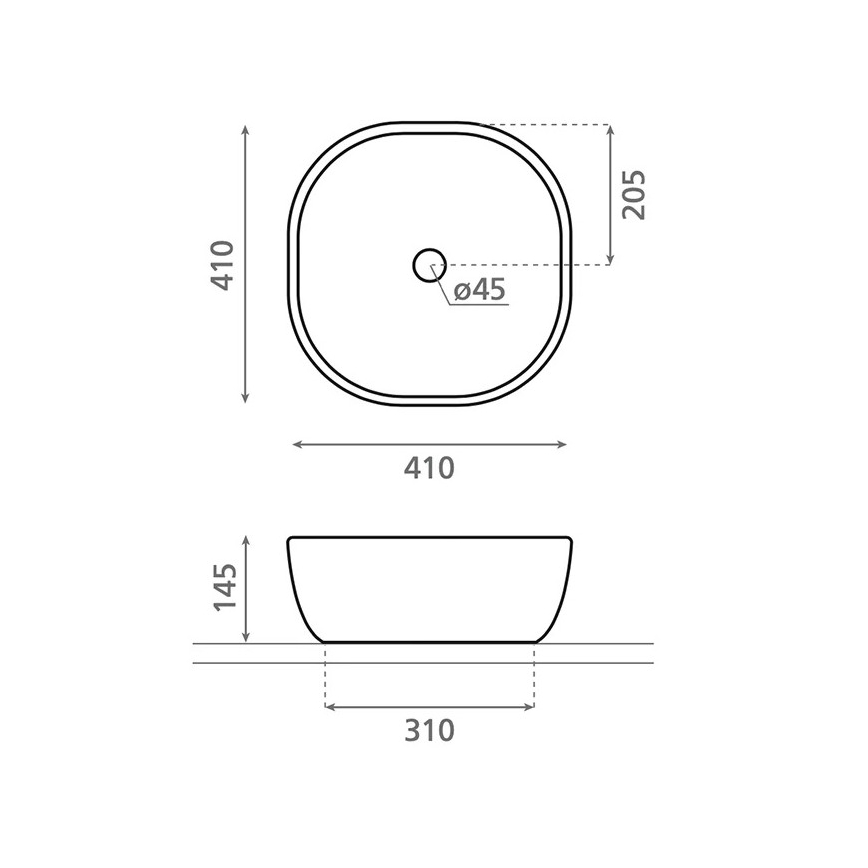 Bathco 4071 - Umývadlo na dosku OLEA 41x41 cm porcelán/biela
