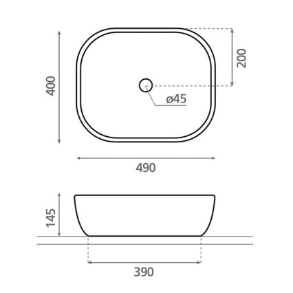Bathco 4072 - Umývadlo na dosku OLEA 49x40 cm porcelán/biela