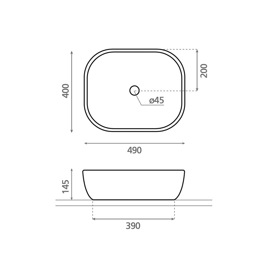 Bathco 4072 - Umývadlo na dosku OLEA 49x40 cm porcelán/biela