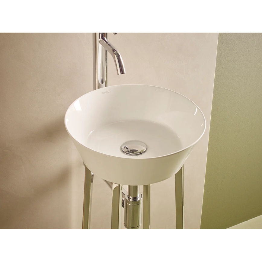 Bathco 4086 - Umývadlo na dosku VOLTA priemer 35 cm porcelán/biela