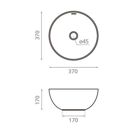Bathco 4131 - Umývadlo na dosku BARI Ø 37 cm, porcelán/biela