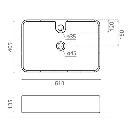 Bathco 4161 - Umývadlo na dosku CIRCUS 61x40,5 cm porcelán/béžová