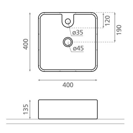 Bathco 4162 - Umývadlo na dosku CIRCUS 40x40 cm porcelán/béžová