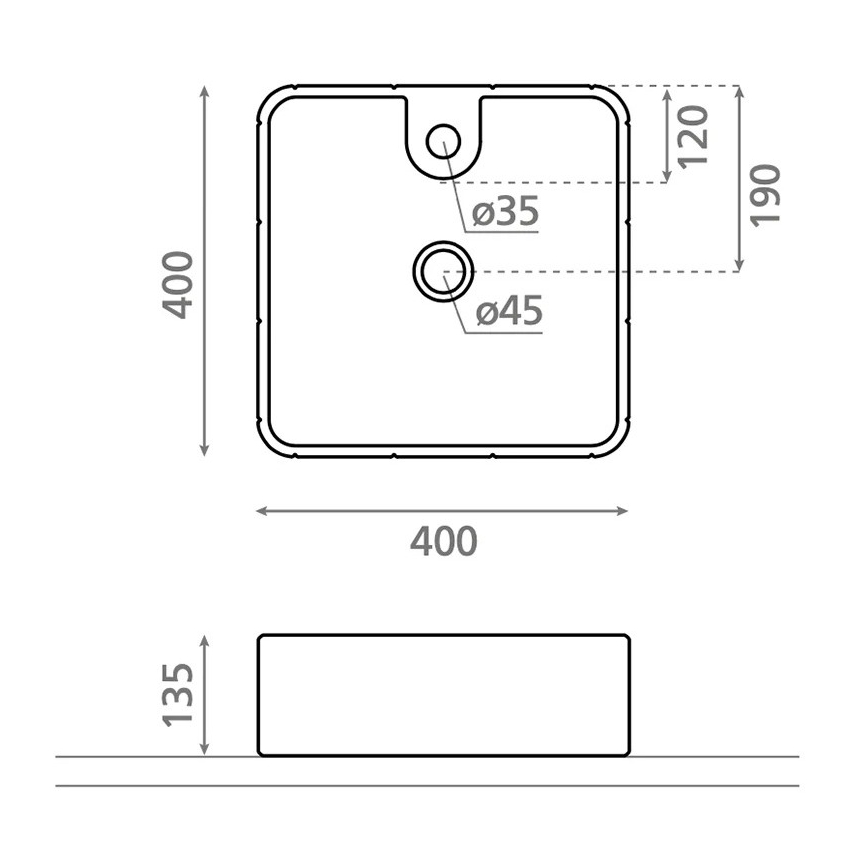 Bathco 4163 - Umývadlo na dosku CIRCUS 40x40 cm porcelán/biela