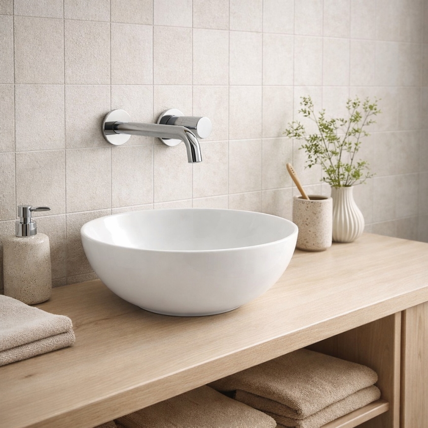Bathco 4914 - Umývadlo na dosku DAKAR priemer 30 cm porcelán/biela