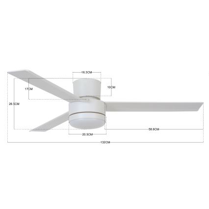 BAYSIDE 213036 - LED Stropný ventilátor LAGOON GX53/17W/230V biela + diaľkové ovládanie
