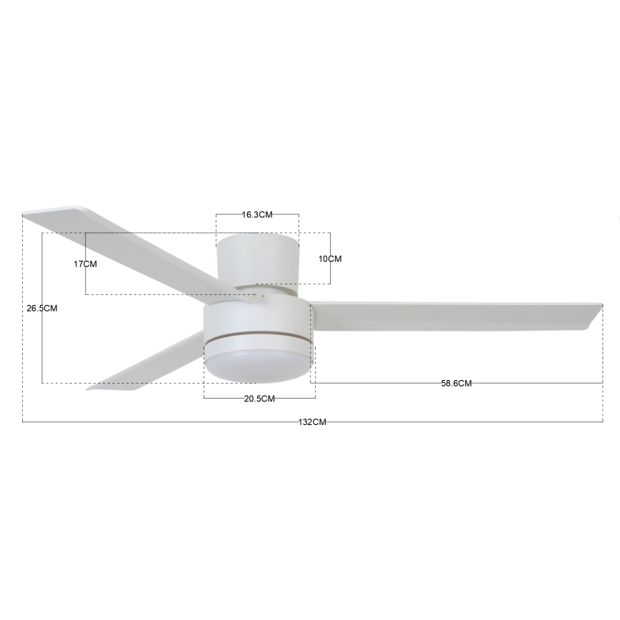 BAYSIDE 213036 - LED Stropný ventilátor LAGOON GX53/17W/230V biela + diaľkové ovládanie