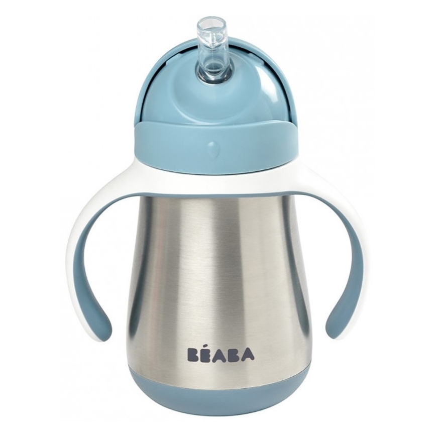 Beaba - Termoizolačný hrnček so slamkou 250 ml modrý