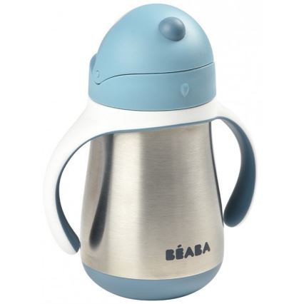Beaba - Termoizolačný hrnček so slamkou 250 ml modrý