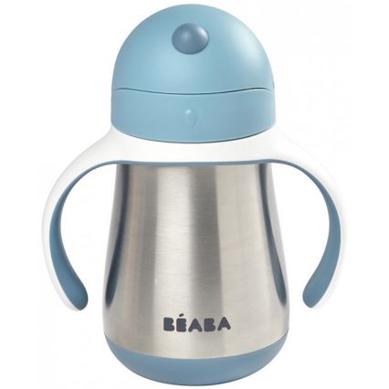 Beaba - Termoizolačný hrnček so slamkou 250 ml modrý