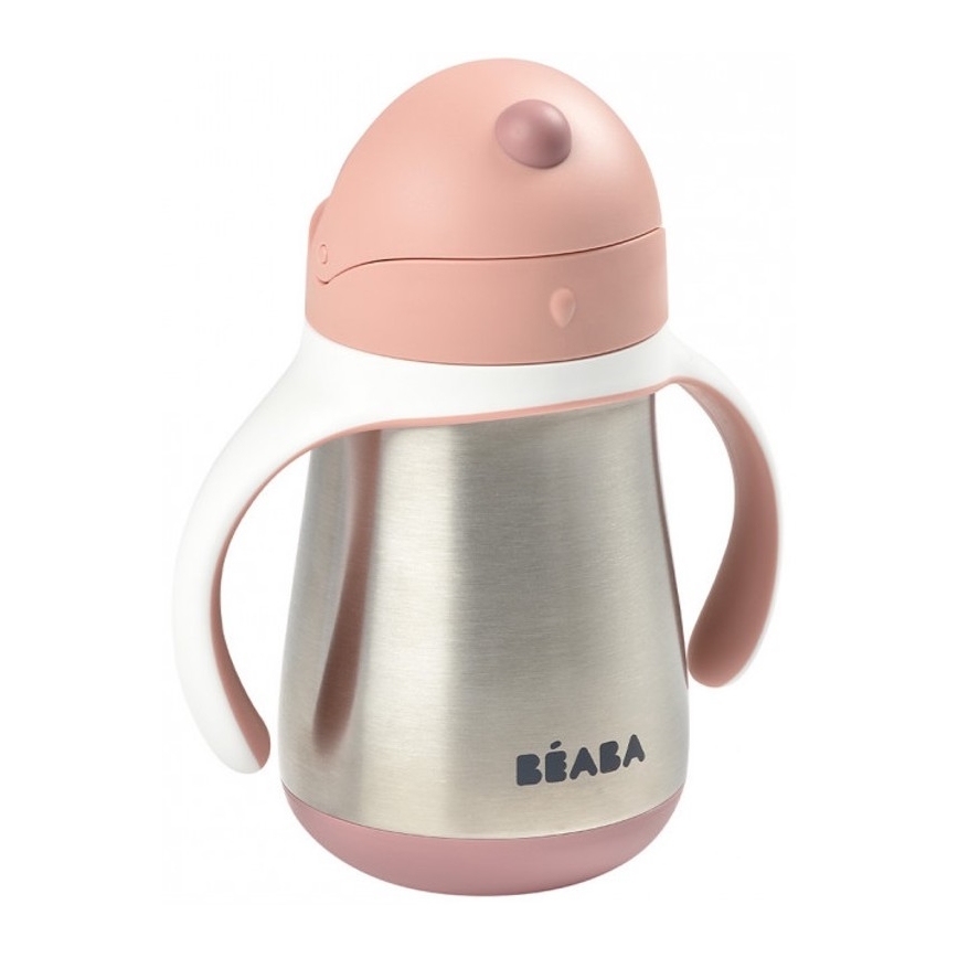 Beaba - Termoizolačný hrnček so slamkou 250 ml ružový
