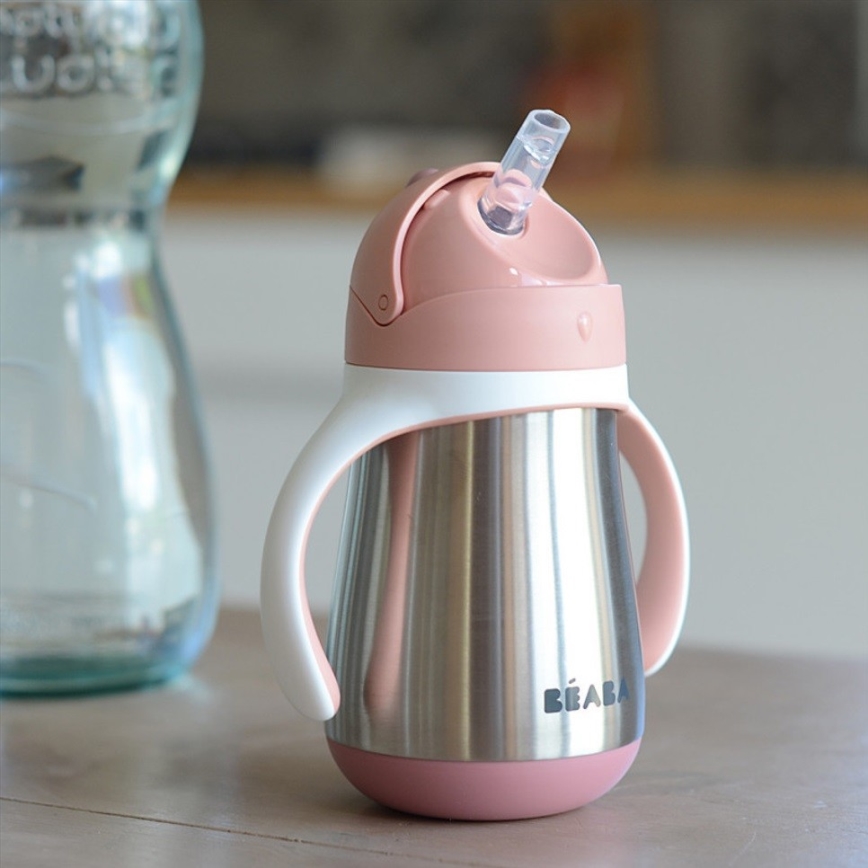Beaba - Termoizolačný hrnček so slamkou 250 ml ružový